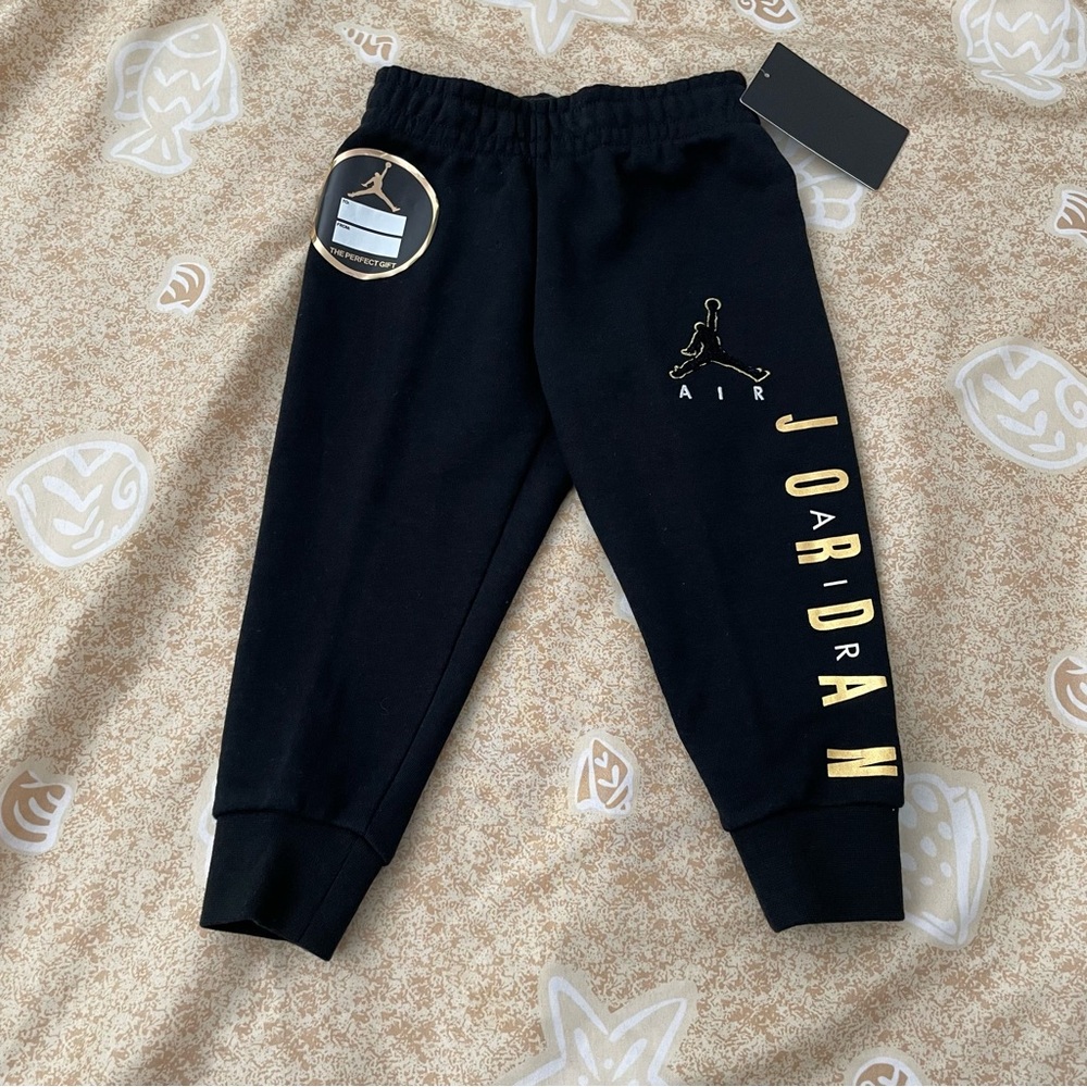 Toddler Boys’ Jordan Holiday Shine Glitter Pants Black Sweatpants Size 2T